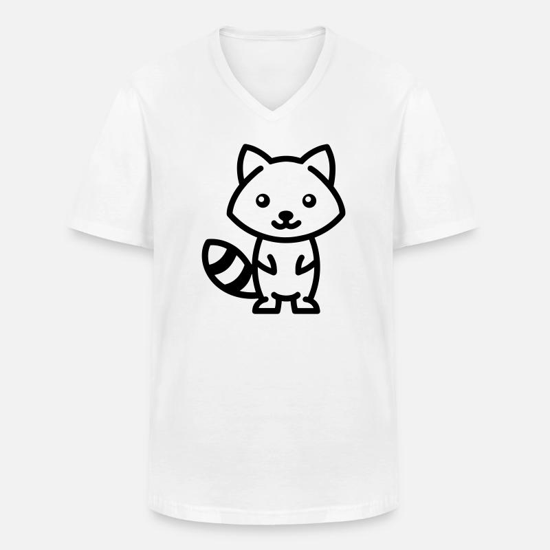 Waschbär - Männer-T-Shirt mit V-Ausschnitt - Weiß
