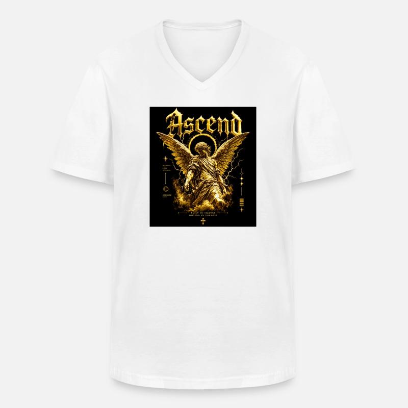 Goldener Engel Ascensus - Männer-T-Shirt mit V-Ausschnitt - Weiß