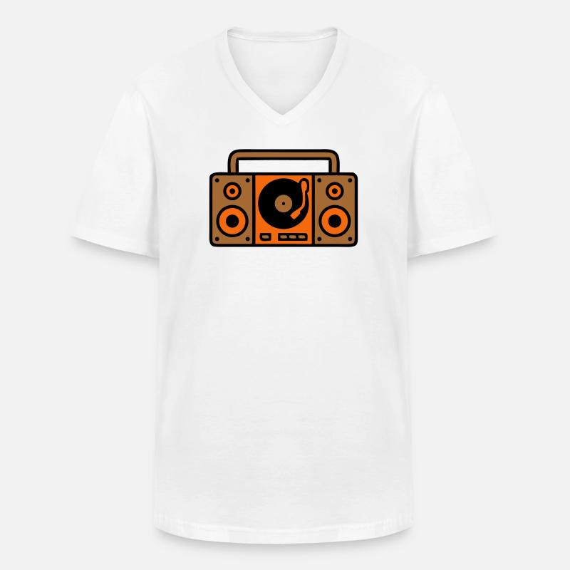 Retro Boombox Ghettoblaster 80er - Männer-T-Shirt mit V-Ausschnitt - Weiß