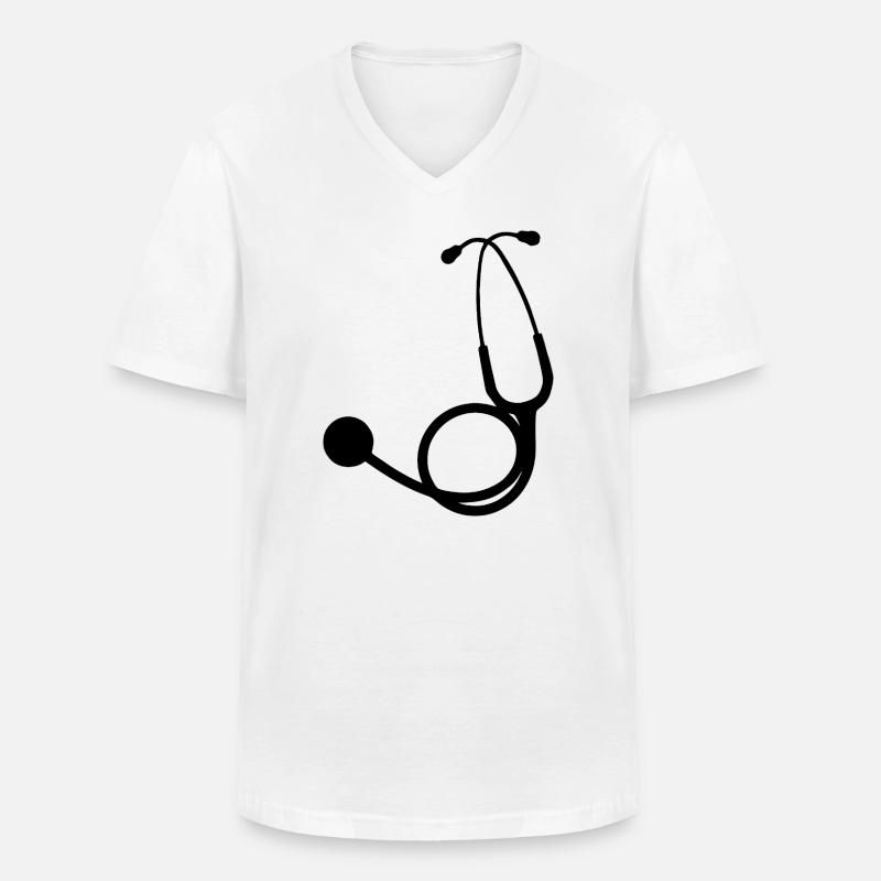 Stethoskop schwarz - Männer-T-Shirt mit V-Ausschnitt - Weiß
