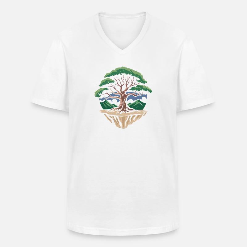 Bauminsel Kreislandschaft - Männer-T-Shirt mit V-Ausschnitt - Weiß