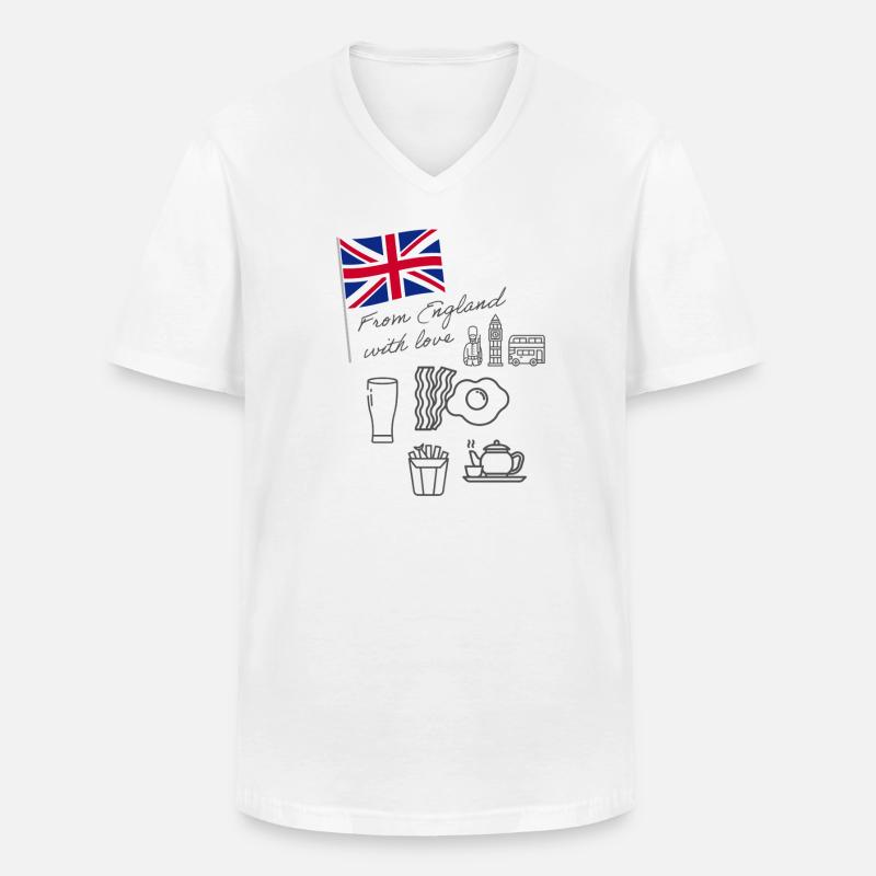EXANGLIA - Männer-T-Shirt mit V-Ausschnitt - Weiß