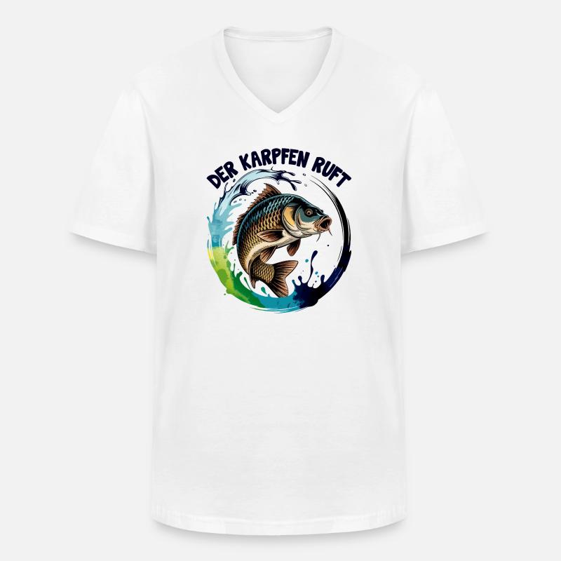 Der Karpfen ruft - Männer-T-Shirt mit V-Ausschnitt - Weiß