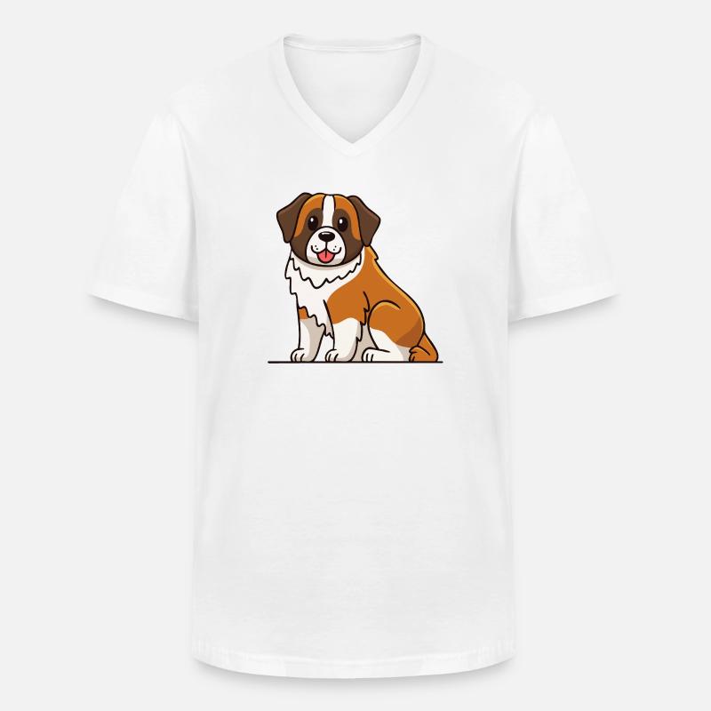 Bernhardiner (Comic) - Männer-T-Shirt mit V-Ausschnitt - Weiß