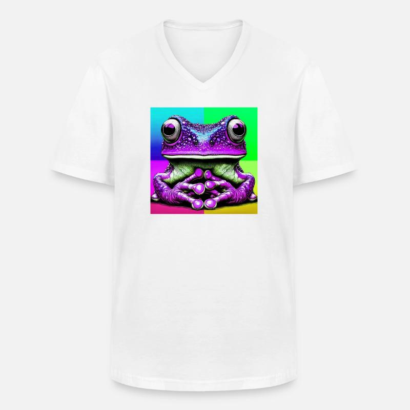 Frosch - Männer-T-Shirt mit V-Ausschnitt - Weiß