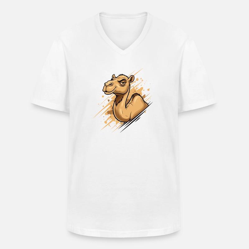Kamel Karikatur Spritz-Splash - Männer-T-Shirt mit V-Ausschnitt - Weiß