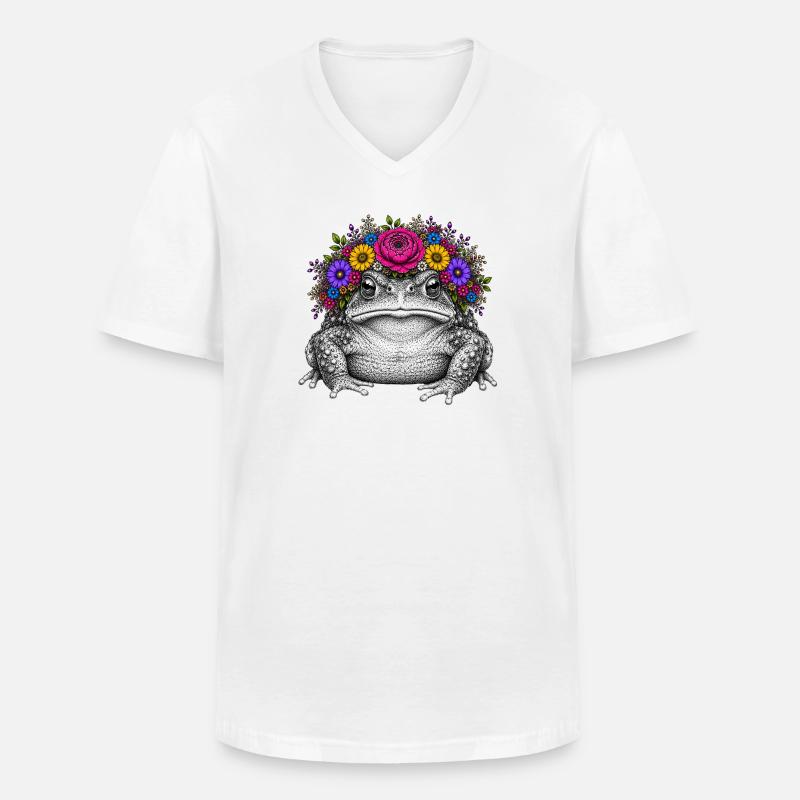 Toad with flower crown - Men's V-Neck T-Shirt - white