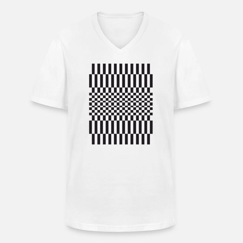 Geometric chessboard Grid Pattern - Men's V-Neck T-Shirt - white