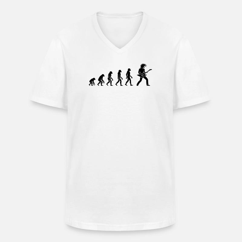 Evolution Rock 'n' Roll Gitarrist Design - Männer-T-Shirt mit V-Ausschnitt - Weiß