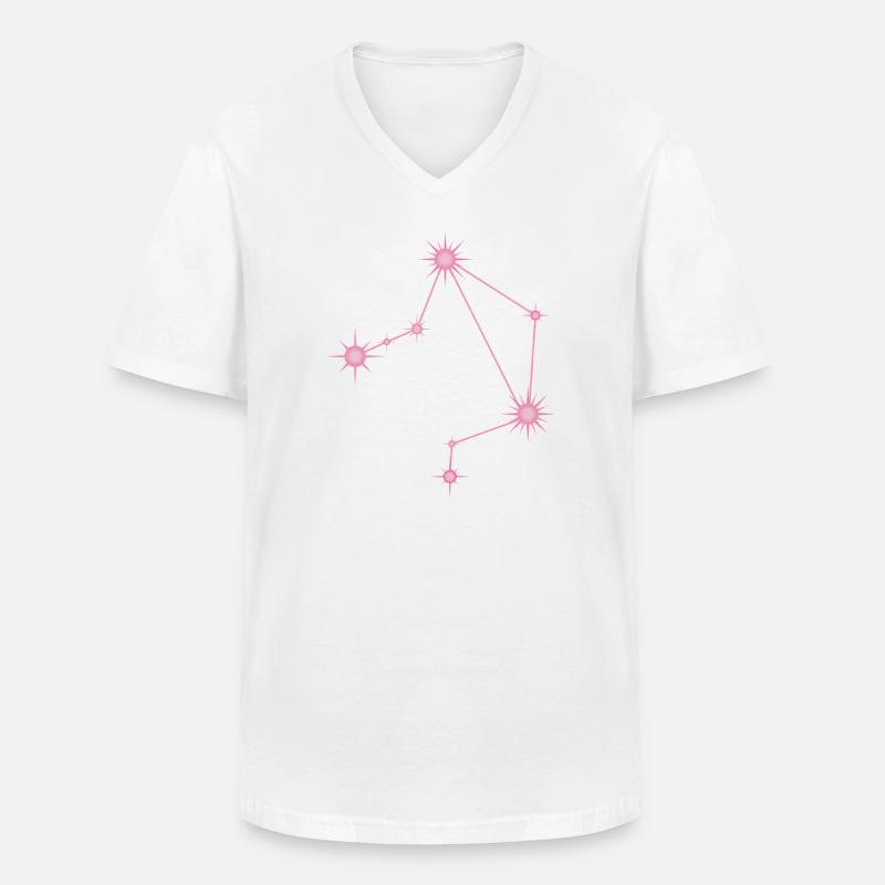 Waagestern, Sternbild, Tierkreiszeichen, Pastellrosa - Männer-T-Shirt mit V-Ausschnitt - Weiß