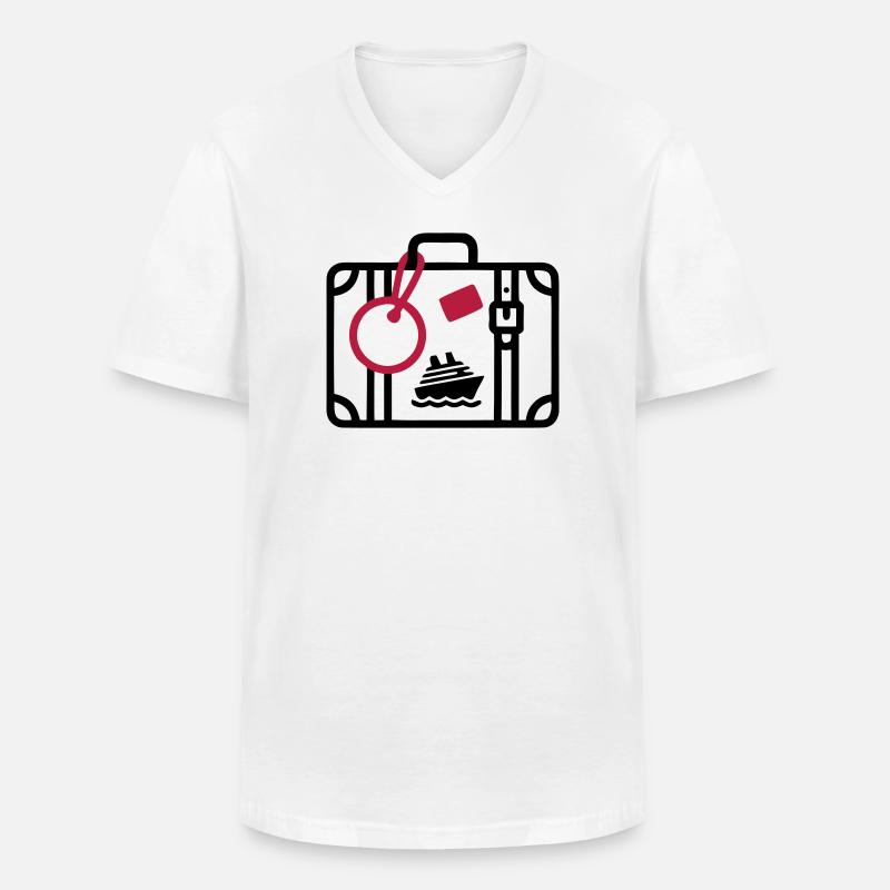 Koffer Reise Kreuzfahrt Urlaub - Männer-T-Shirt mit V-Ausschnitt - Weiß