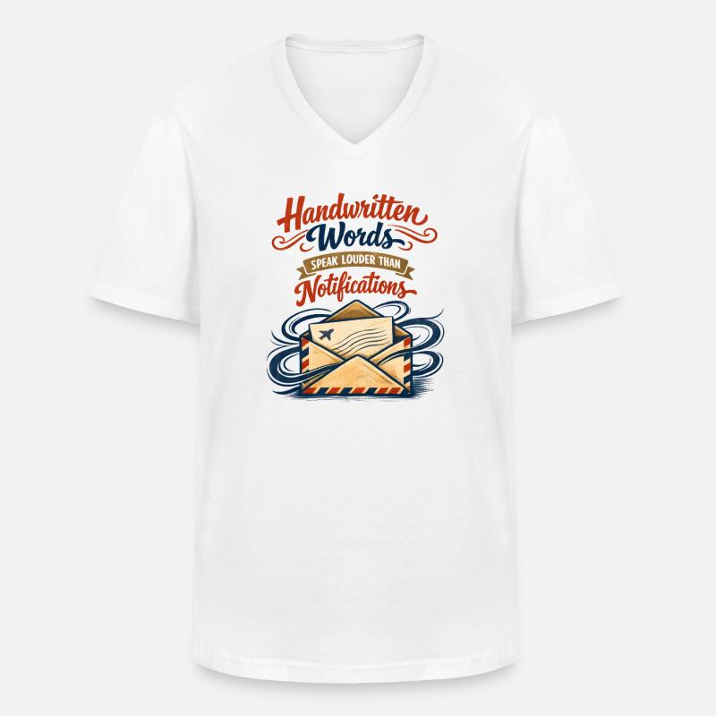 Handschrift statt Push | Snail Mail - Männer-T-Shirt mit V-Ausschnitt - Weiß