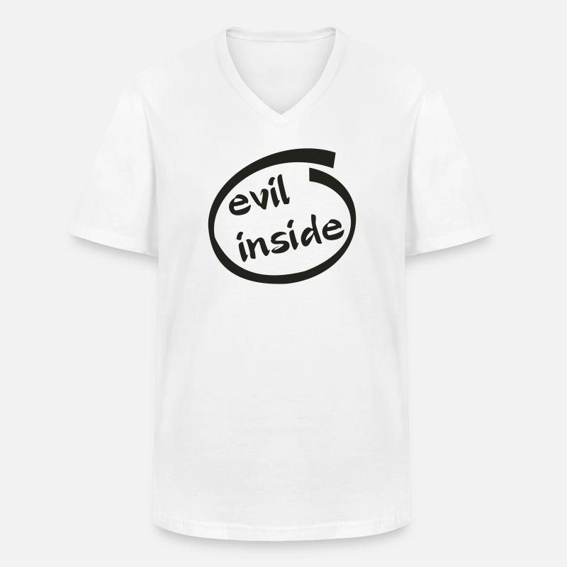 Evil Inside Ring Graphic - Männer-T-Shirt mit V-Ausschnitt - Weiß