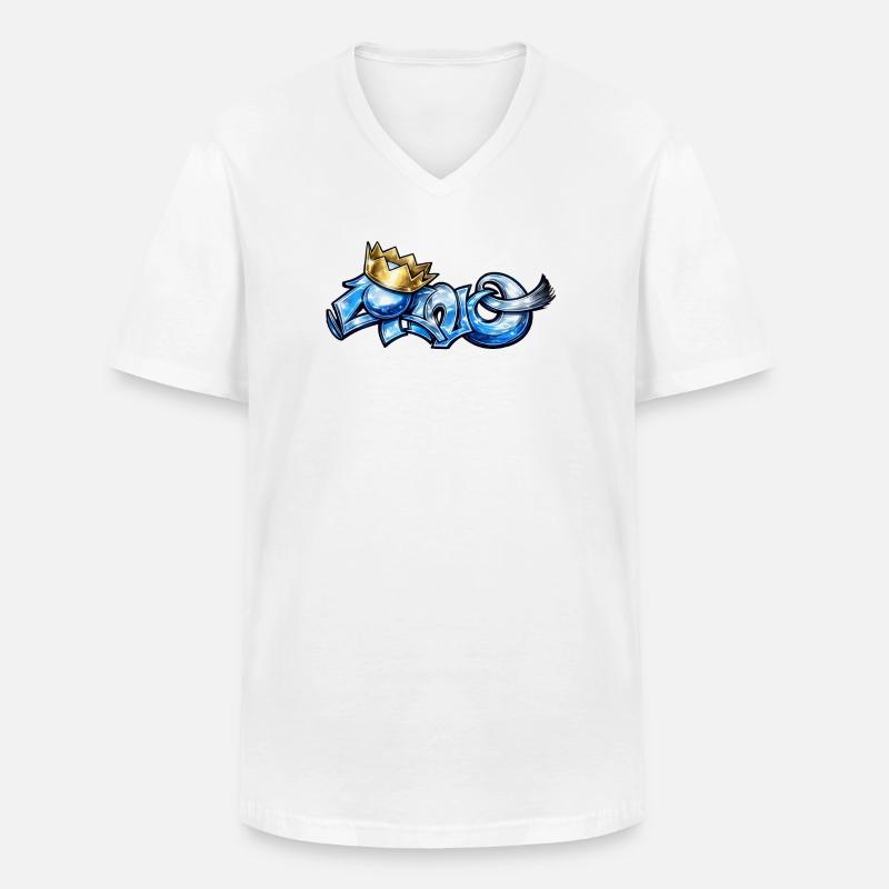 Cano-Blau - Männer-T-Shirt mit V-Ausschnitt - Weiß