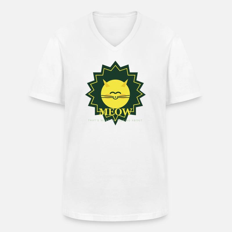 Sunny Meow Sun Maskottchen - Männer-T-Shirt mit V-Ausschnitt - Weiß
