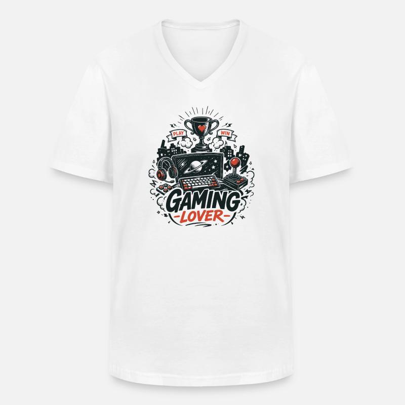Gaming Lover Retro Controller - Männer-T-Shirt mit V-Ausschnitt - Weiß