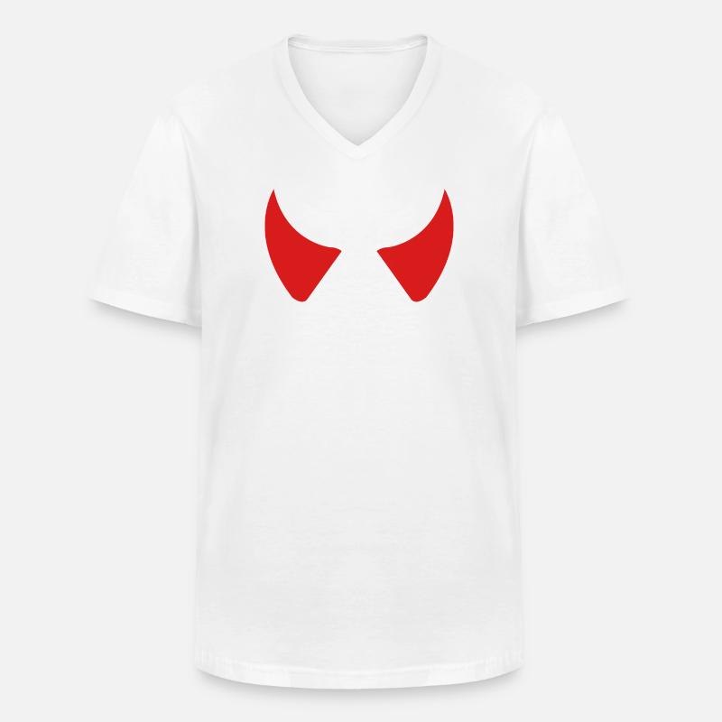 Teufelshörner - Männer-T-Shirt mit V-Ausschnitt - Weiß