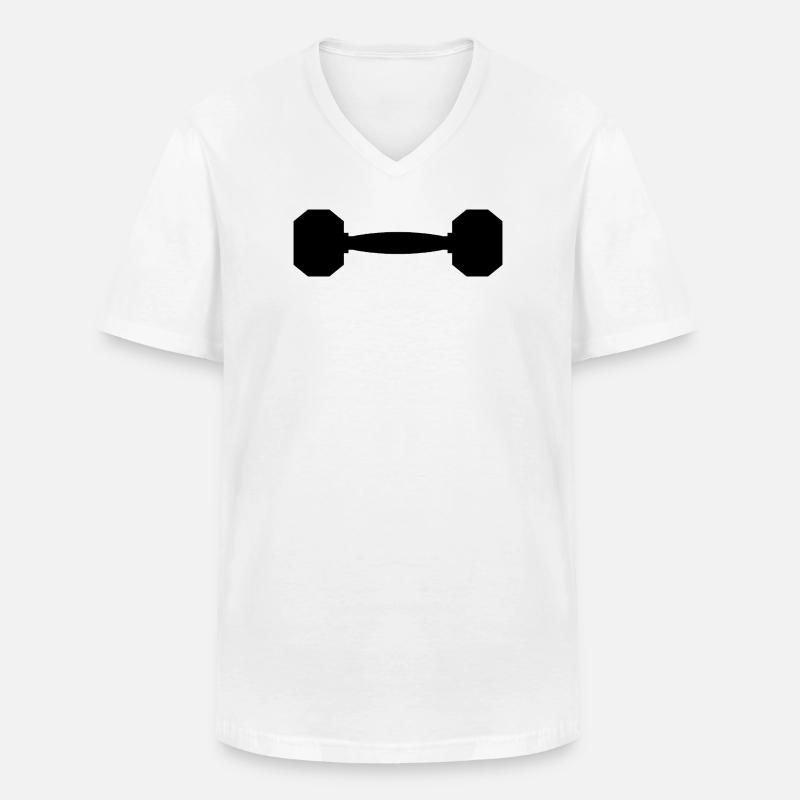 Hantel - Männer-T-Shirt mit V-Ausschnitt - Weiß
