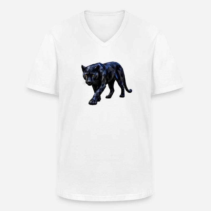 Polygon-Panther - Männer-T-Shirt mit V-Ausschnitt - Weiß