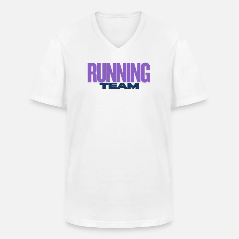 Running Team - Männer-T-Shirt mit V-Ausschnitt - Weiß