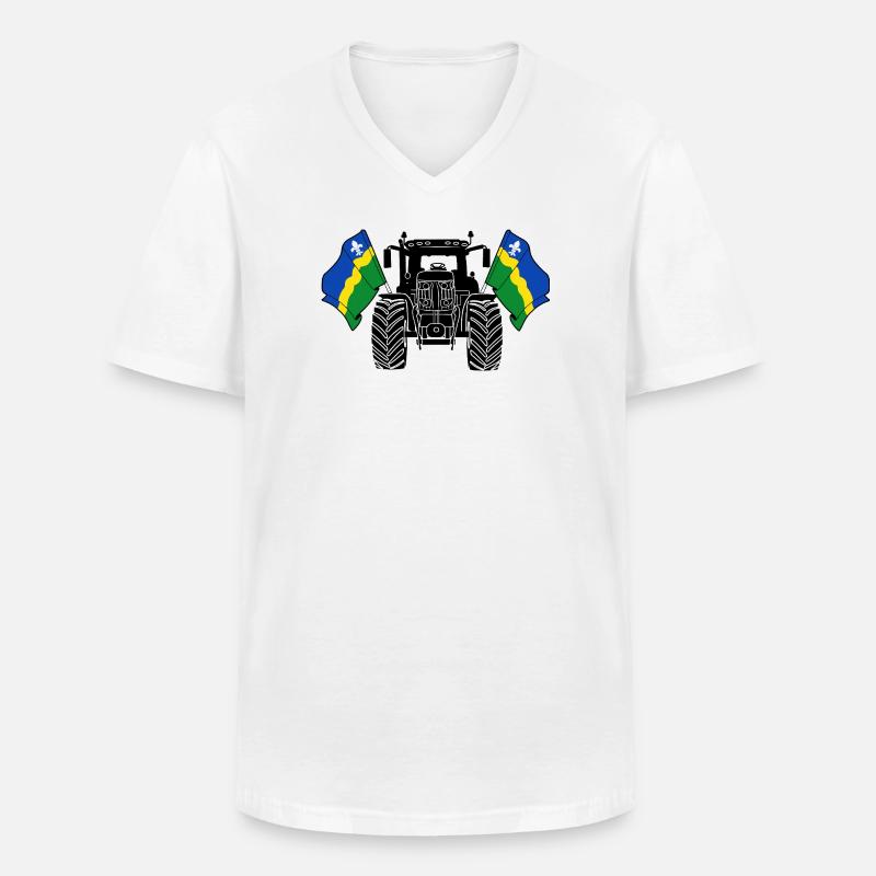 Flevoland_Tractor_Pride - Männer-T-Shirt mit V-Ausschnitt - Weiß