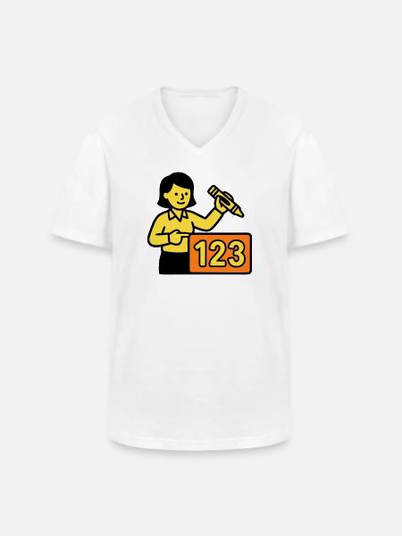 Enseignant Math 123 School - T-shirt col V Homme - blanc