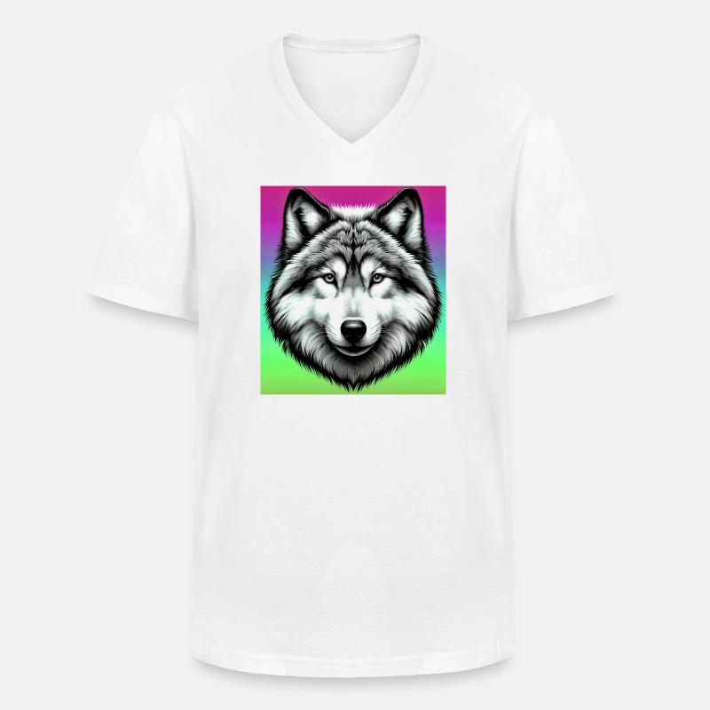 Wolf - Männer-T-Shirt mit V-Ausschnitt - Weiß