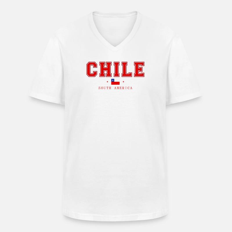 Chile - Männer-T-Shirt mit V-Ausschnitt - Weiß
