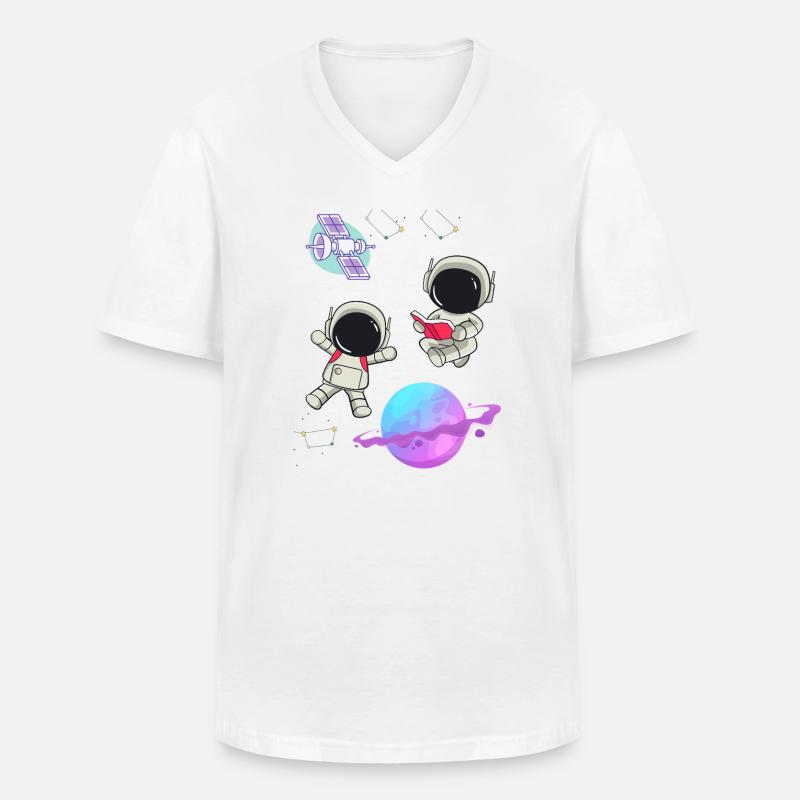 Bunte Astronauten im Orbit - Männer-T-Shirt mit V-Ausschnitt - Weiß