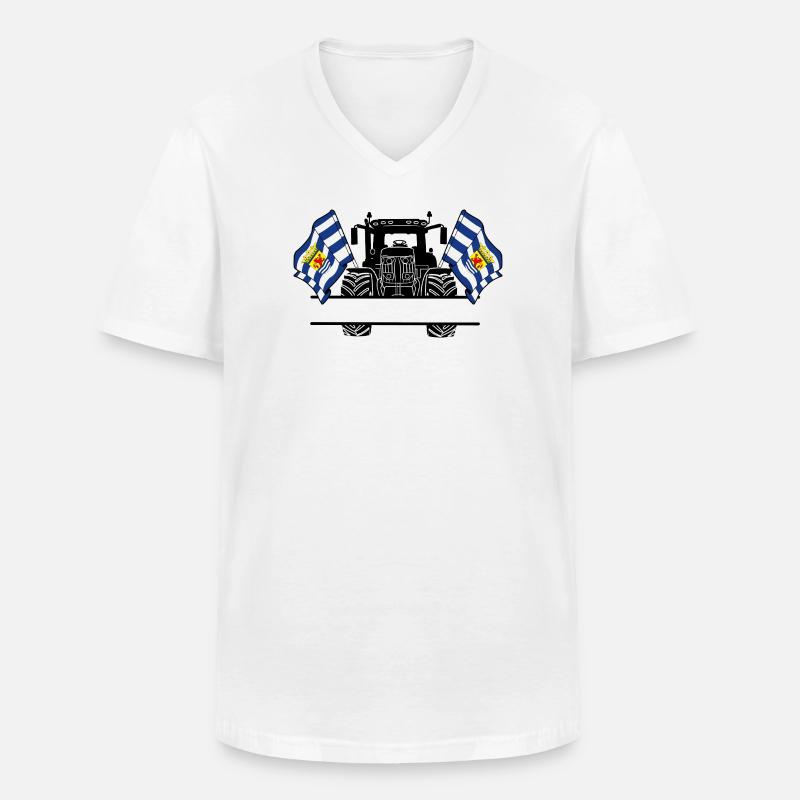 Zeeland_Tractor_Custom_Edition - Männer-T-Shirt mit V-Ausschnitt - Weiß