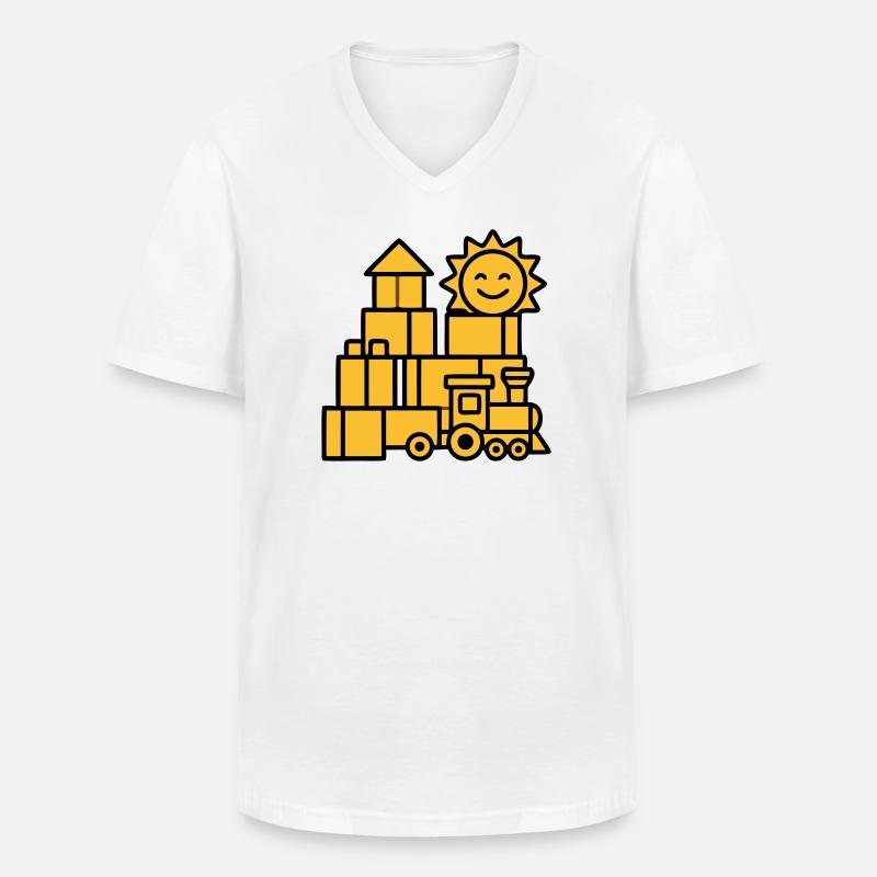 Bauklötze Eisenbahn Spielzeug - Männer-T-Shirt mit V-Ausschnitt - Weiß
