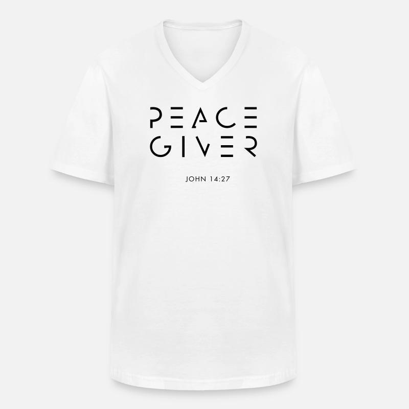 PEACEGIVER - Männer-T-Shirt mit V-Ausschnitt - Weiß