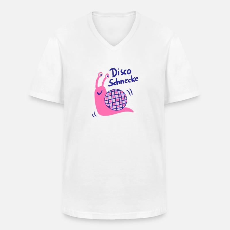 Disco Schnecke mit Glitzerball - Männer-T-Shirt mit V-Ausschnitt - Weiß
