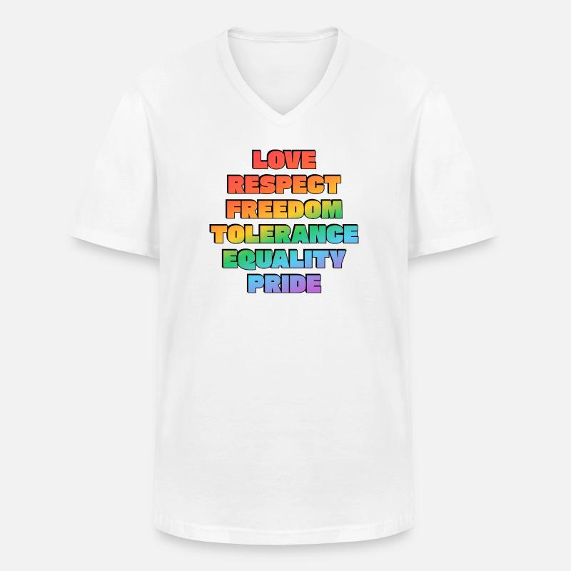 Regenbogenstolz-Werte - Männer-T-Shirt mit V-Ausschnitt - Weiß
