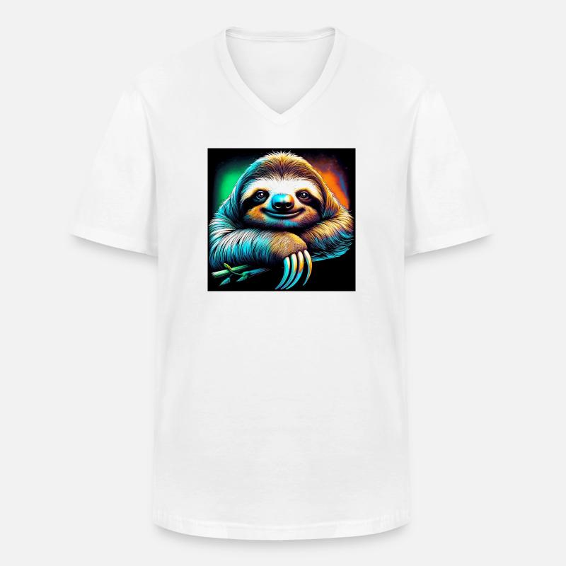 Faultier - Männer-T-Shirt mit V-Ausschnitt - Weiß