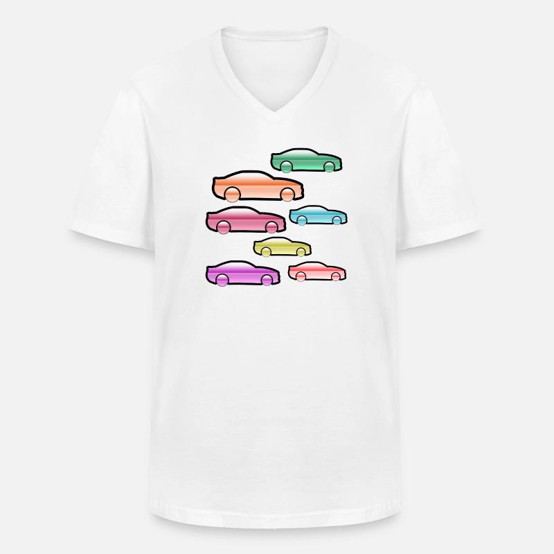Autos - Männer-T-Shirt mit V-Ausschnitt - Weiß