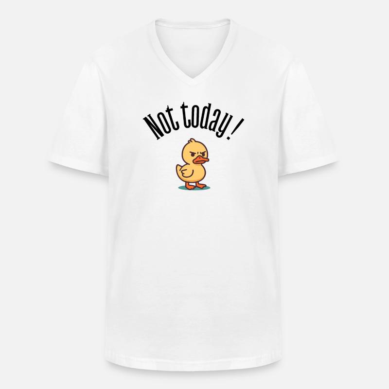 Nicht heute! Grumpy Duck Attitüde-T-Shirt - Männer-T-Shirt mit V-Ausschnitt - Weiß
