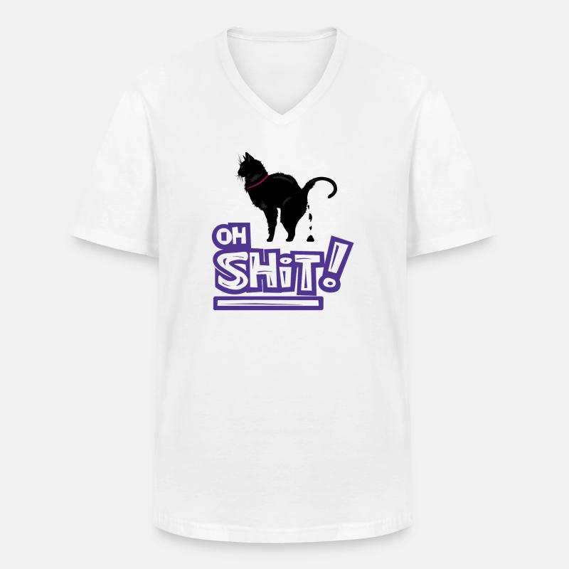 Kat Oh Shit Graffiti Ausruf - Männer-T-Shirt mit V-Ausschnitt - Weiß