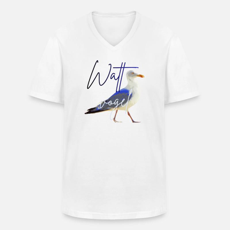 Wattvogel_3.2 - Männer-T-Shirt mit V-Ausschnitt - Weiß