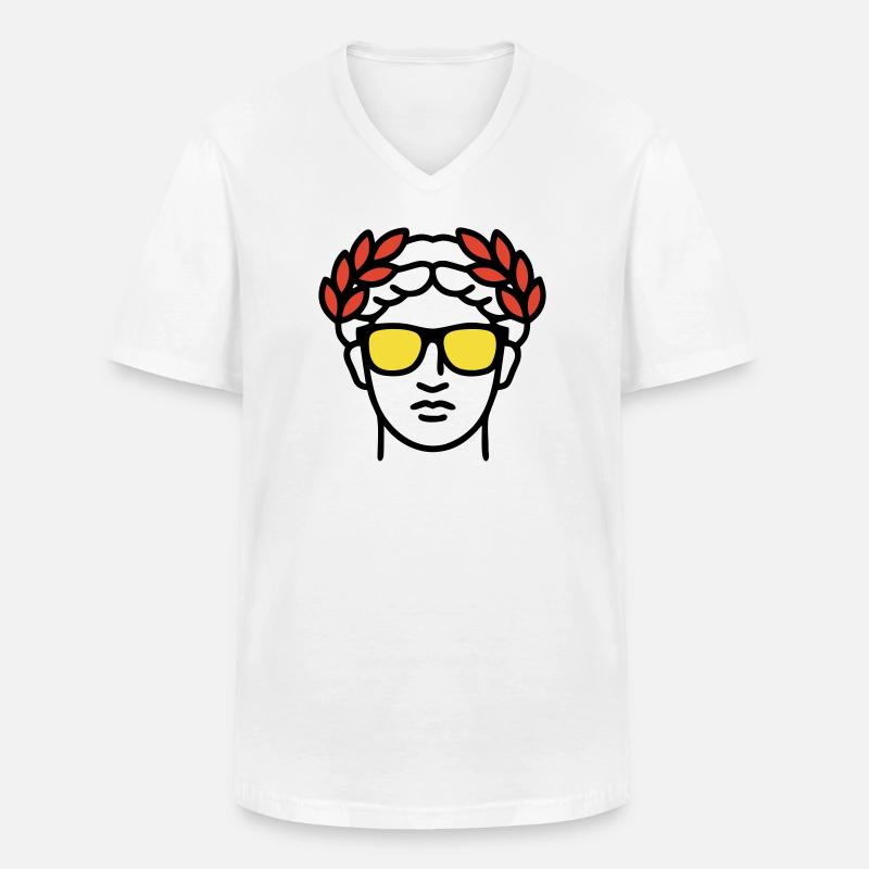 Römische Statue Sonnenbrille Antike Kunst - Männer-T-Shirt mit V-Ausschnitt - Weiß