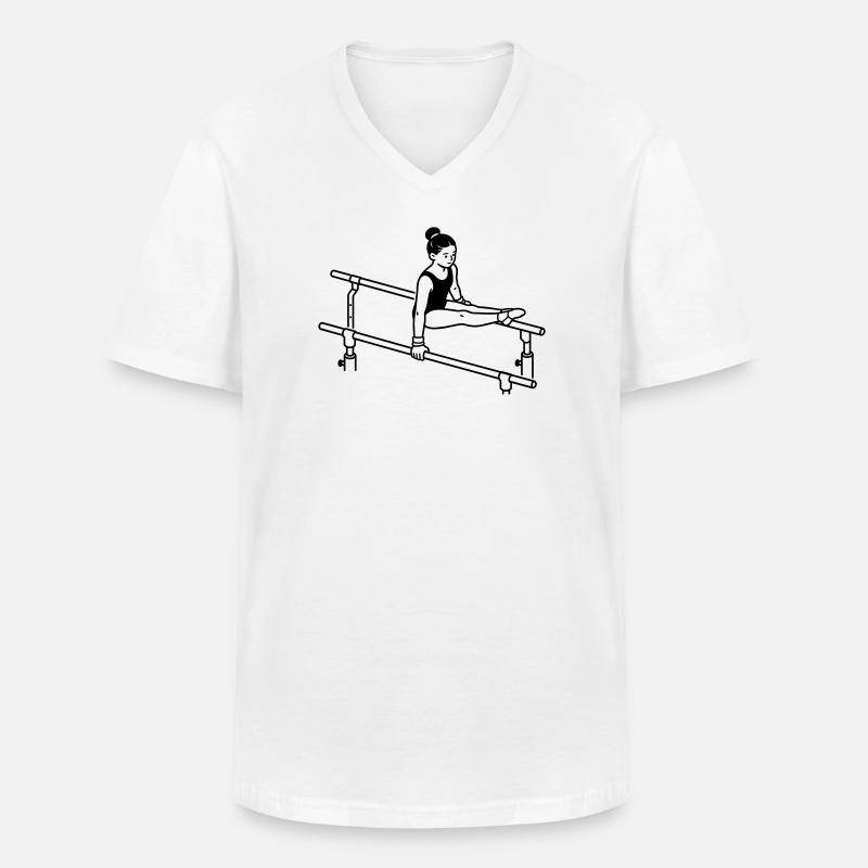 Gymnastik - Männer-T-Shirt mit V-Ausschnitt - Weiß