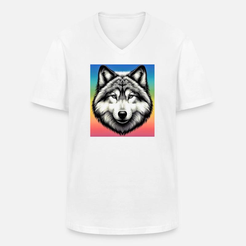 Wolf - Männer-T-Shirt mit V-Ausschnitt - Weiß