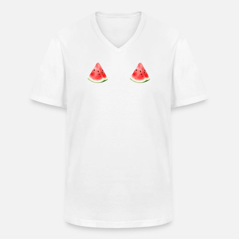 Pastèque pastèque  - T-shirt col V Homme - blanc
