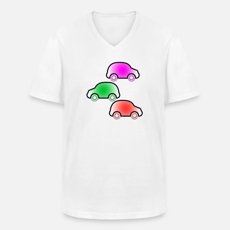 Autos - Männer-T-Shirt mit V-Ausschnitt - Weiß