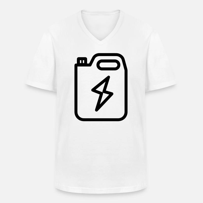 carburant - T-shirt col V Homme - blanc