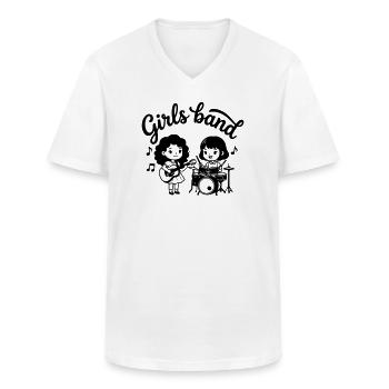 girls band - Men's V-Neck T-Shirt - white - Front - AI Model Male 185 light (185cm)