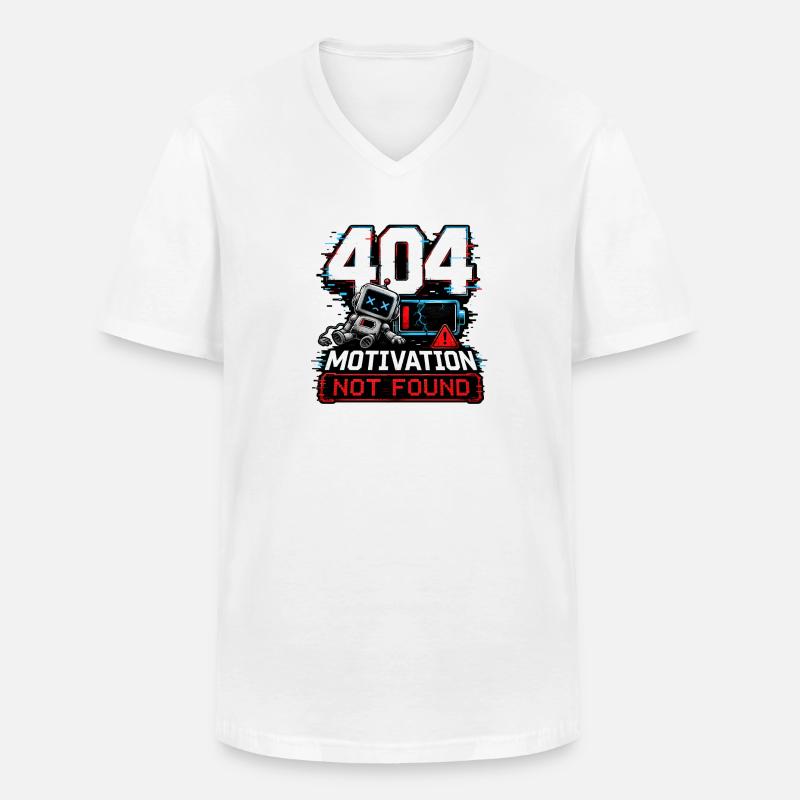 404 Motivation Not Found Roboter - Männer-T-Shirt mit V-Ausschnitt - Weiß