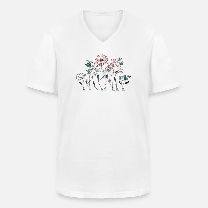 Blumen - Männer-T-Shirt mit V-Ausschnitt - Weiß