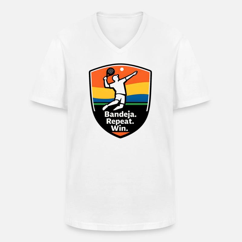 Bandeja Repeat Win Schild - Männer-T-Shirt mit V-Ausschnitt - Weiß