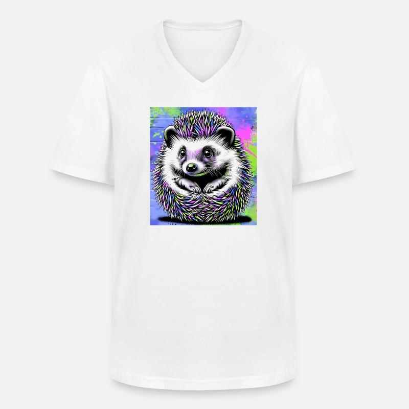 Igel - Männer-T-Shirt mit V-Ausschnitt - Weiß